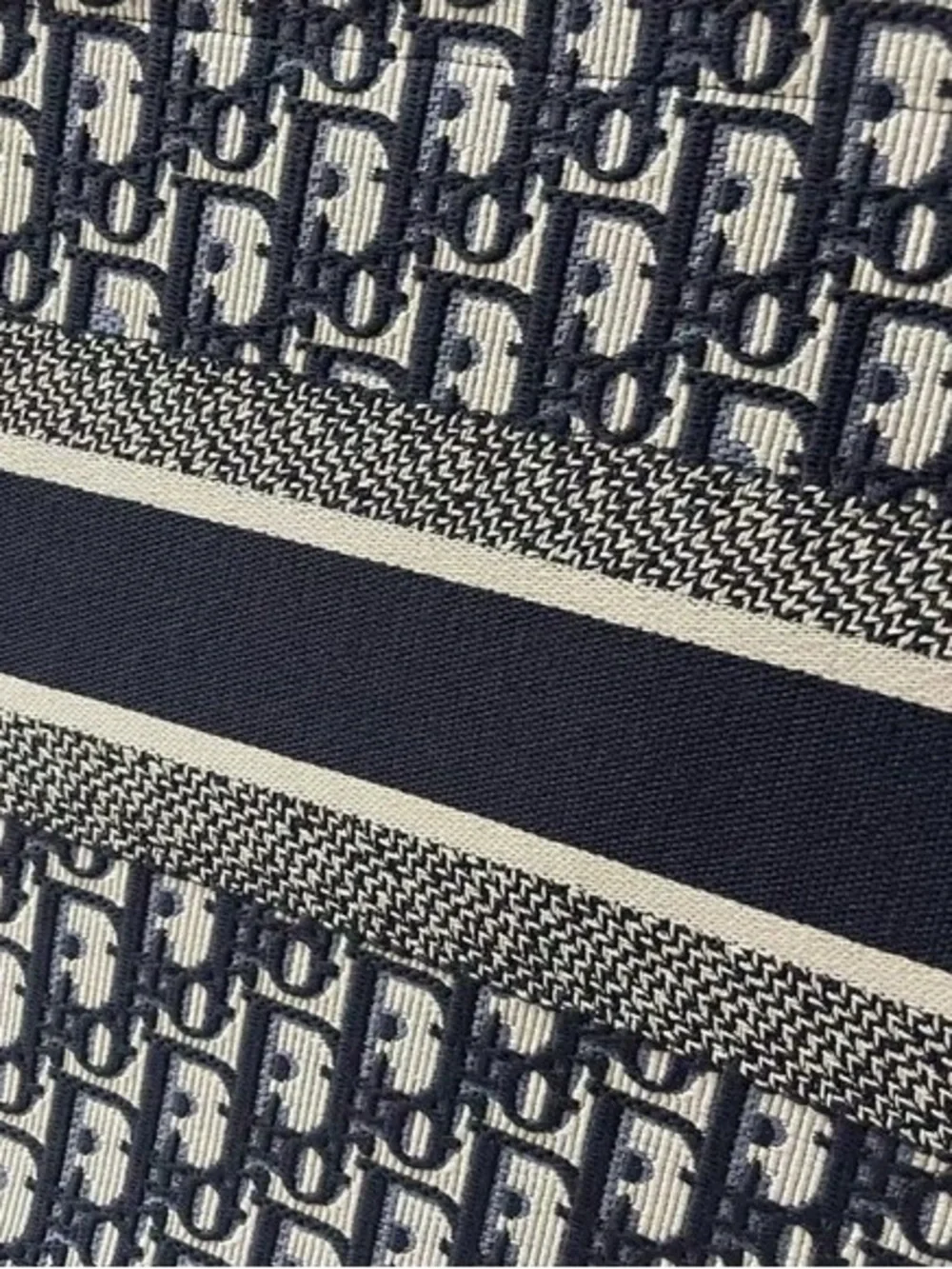 Dior Navy and Cream Book Tote with Logo Panel